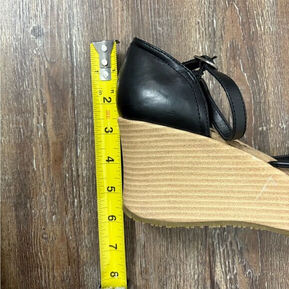 Mudd Y2K Cork Wedge Sandals Heels Size 9.5 Black/Tan Summer Vacation Beach - Picture 11 of 11